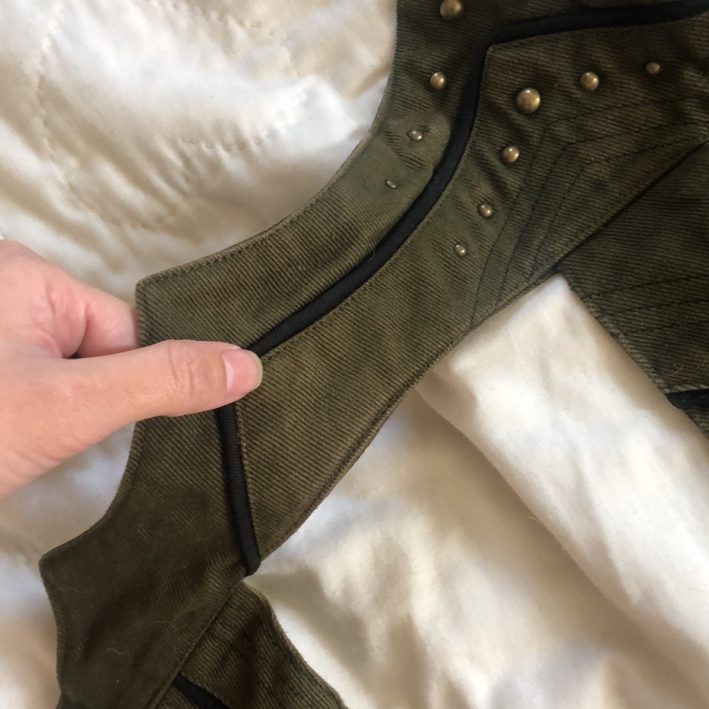 Creatura Festival Vest - high collar green studded short vest - Picture 15 of 15
